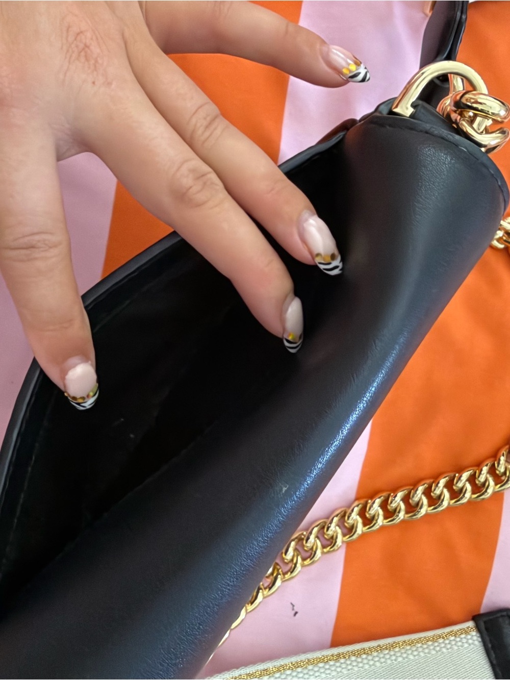 Marc Jacobs Black Leather Crossbody with Gold Chain and Canvas Strap - Picture 6 of 9